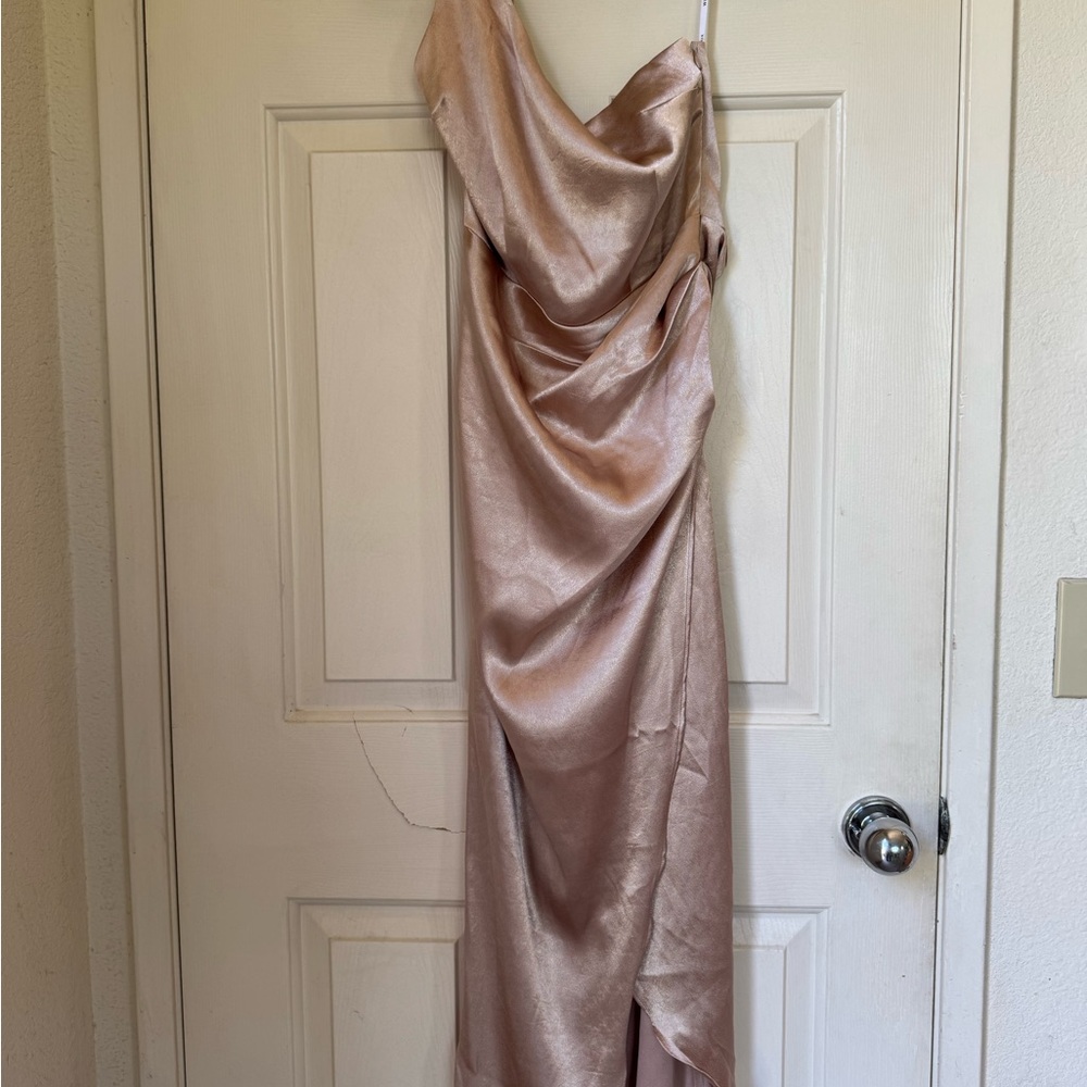 White Fox Boutique Satin Dress in Champagne